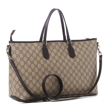 Gucci GG Supreme Monogram Medium Zippered Tote Dark Brown 3 of 10