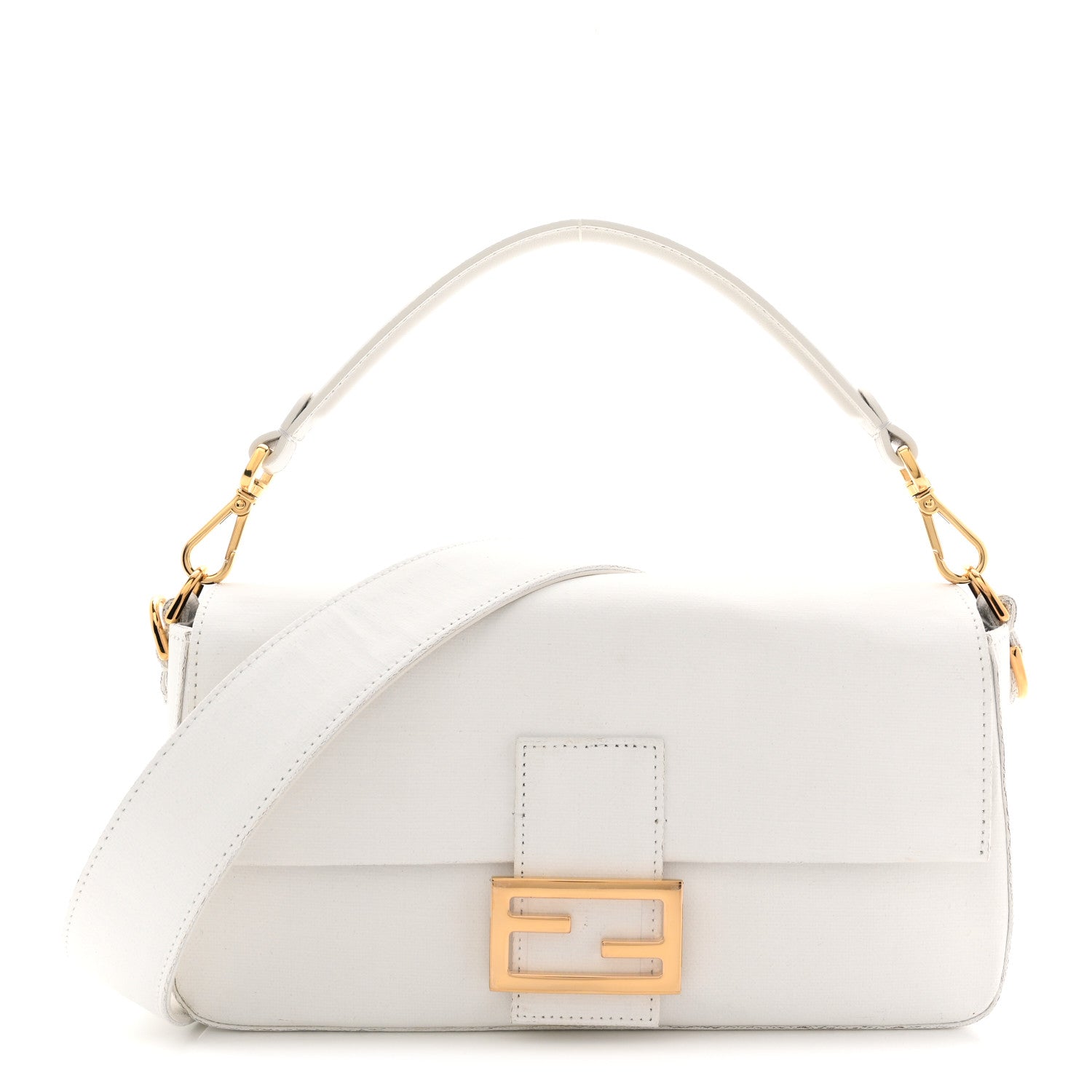 Fendi Linen Canvas Vitello King Painting Baguette With Marker Kit White 2 of 25