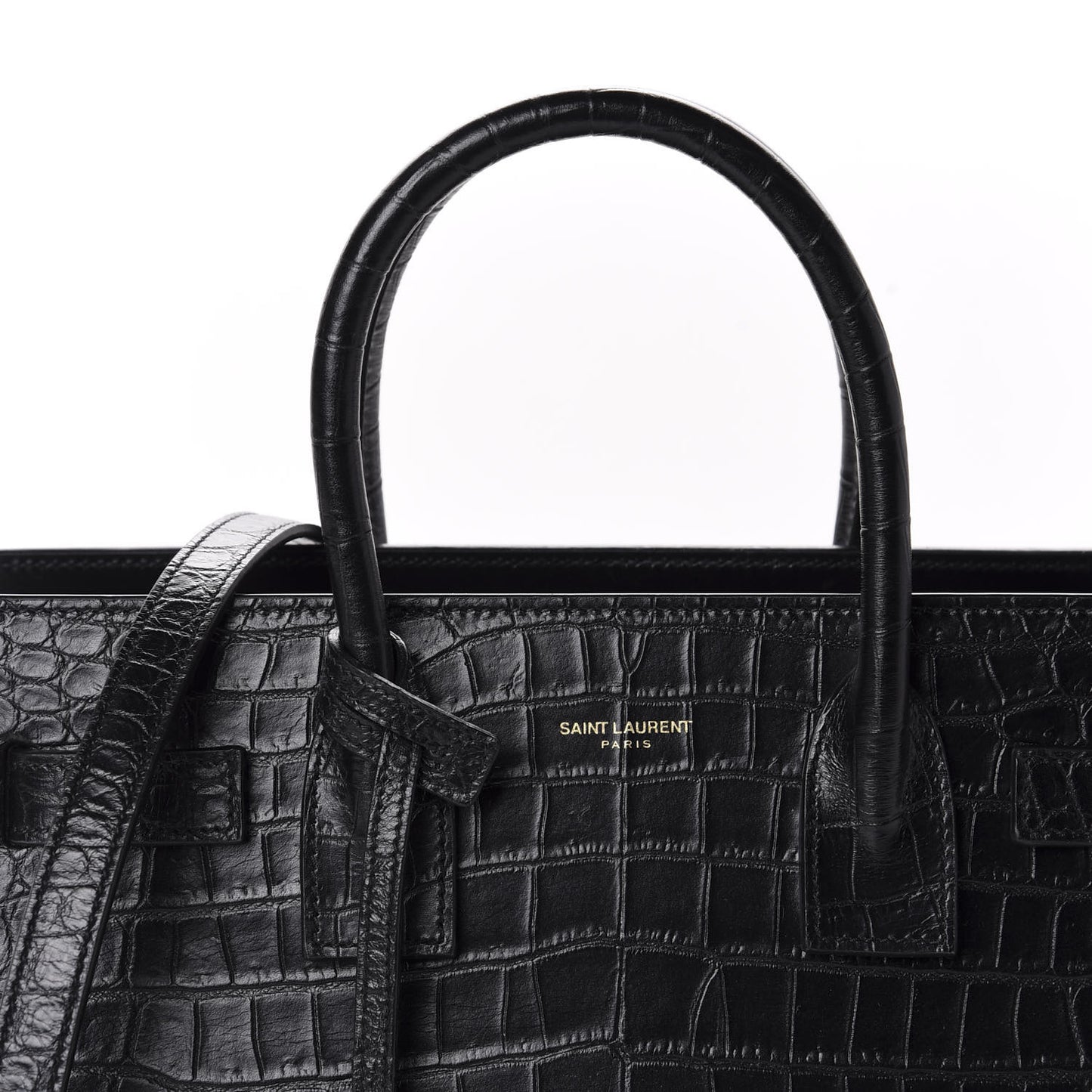 Calfskin Crocodile Embossed Baby Sac De Jour Black