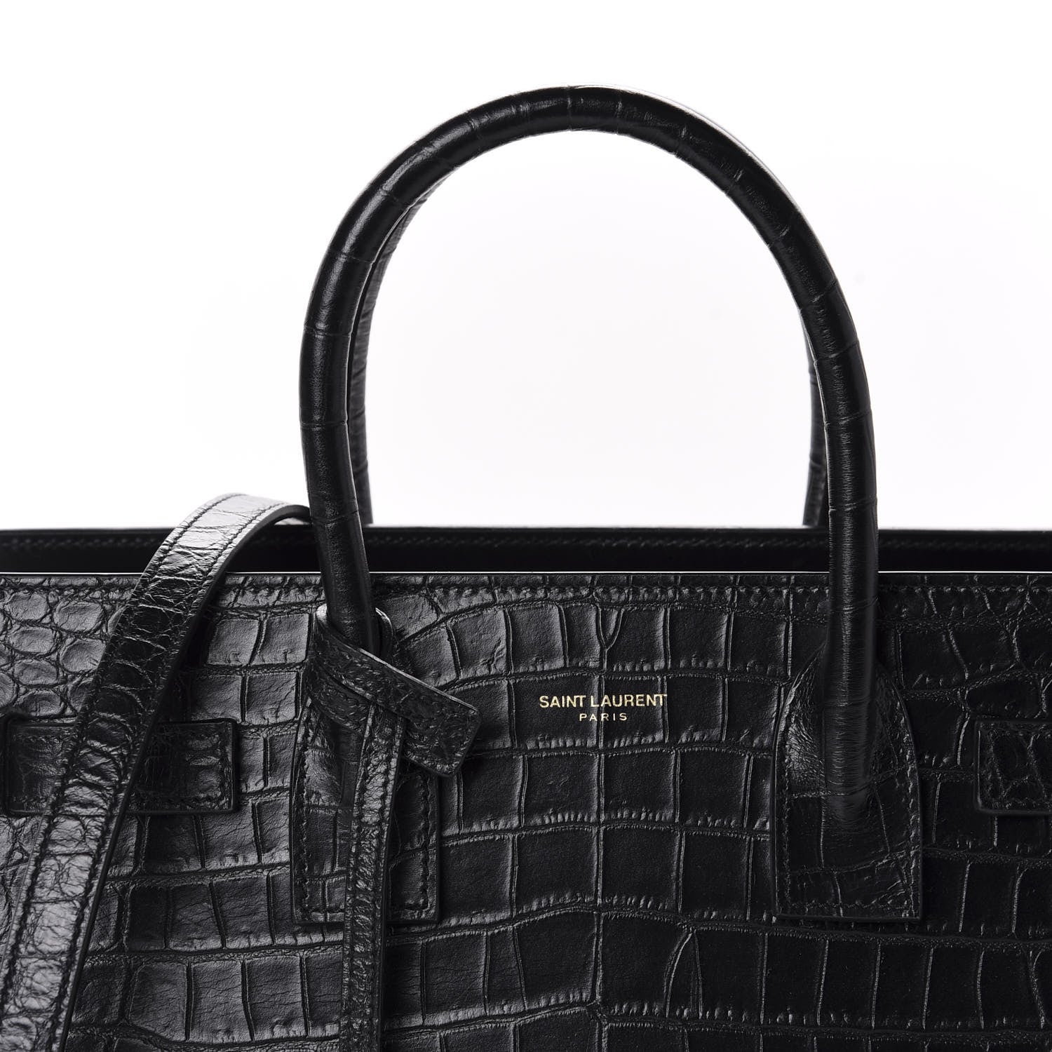 Saint Laurent Calfskin Crocodile Embossed Baby Sac De Jour Black 11 of 11