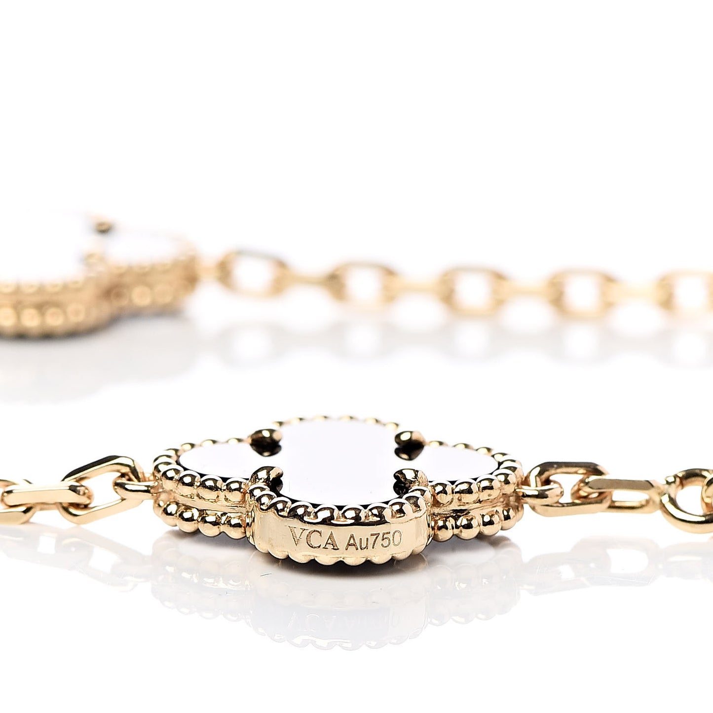 18K Yellow Gold Black Onyx 10 Motifs Vintage Alhambra Necklace