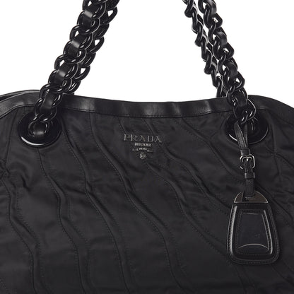 Prada Tessuto Nylon Stripes Tote Black 7 of 9
