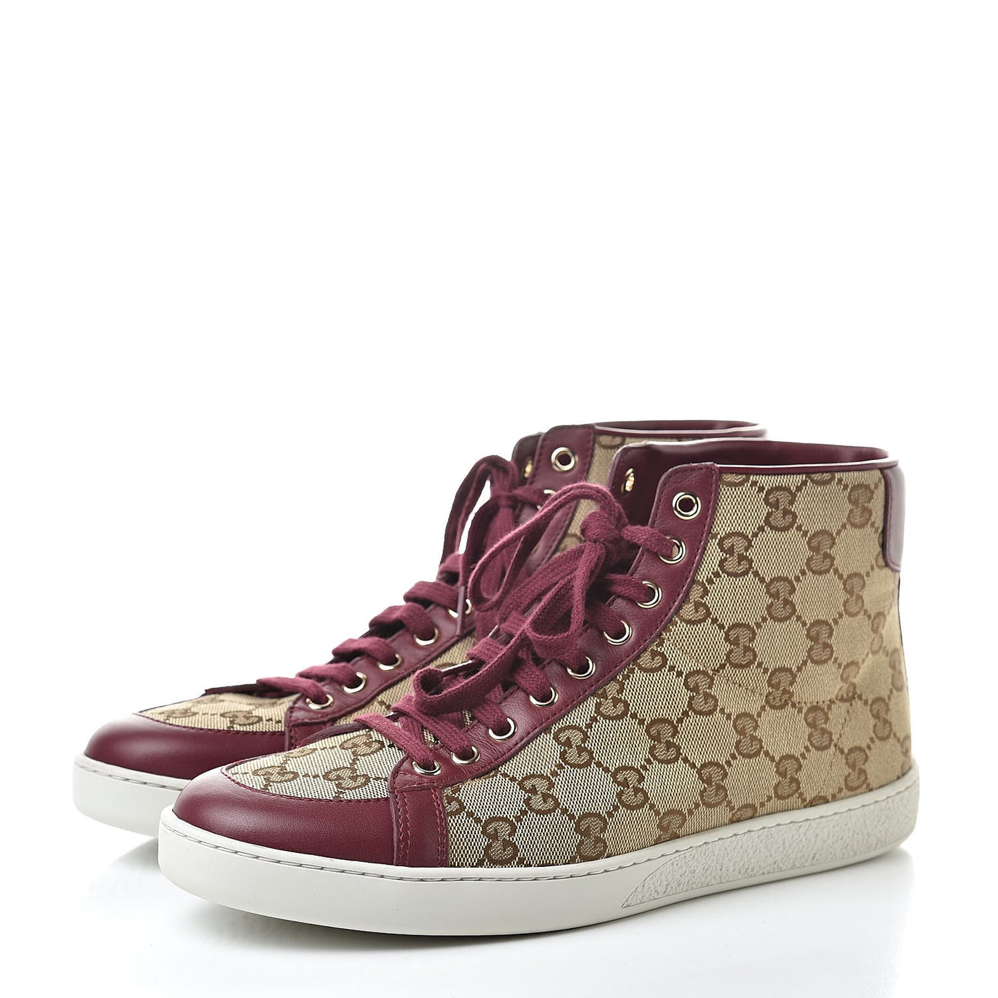 Monogram Miro Soft Calfskin Womens High Top Sneakers 39.5 Beige Ruby