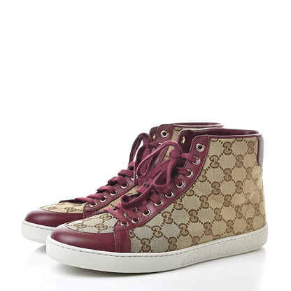 Gucci Monogram Miro Soft Calfskin Womens High Top Sneakers 39.5 Beige Ruby 3 of 9