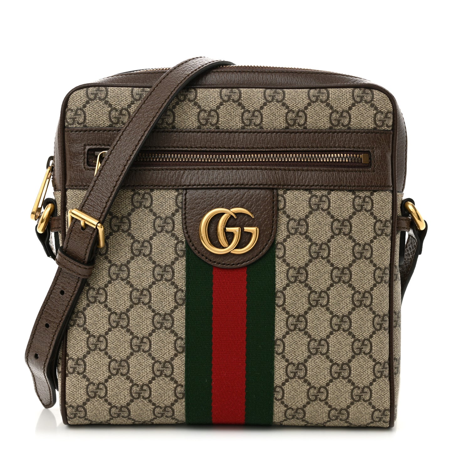 GG Supreme Monogram Web Small Ophidia Messenger Bag Brown