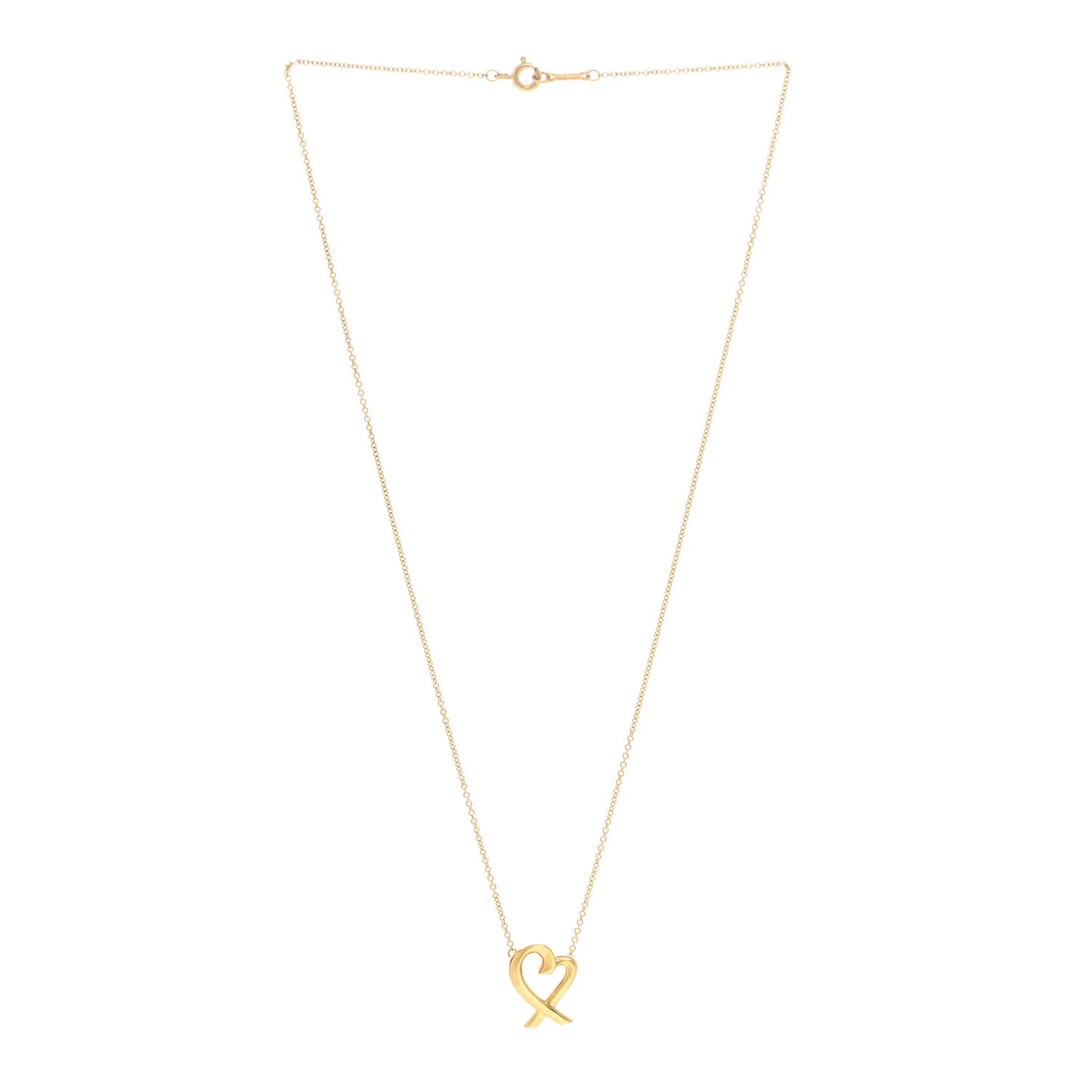 18K Yellow Gold Small Paloma Picasso Loving Heart Pendant Necklace