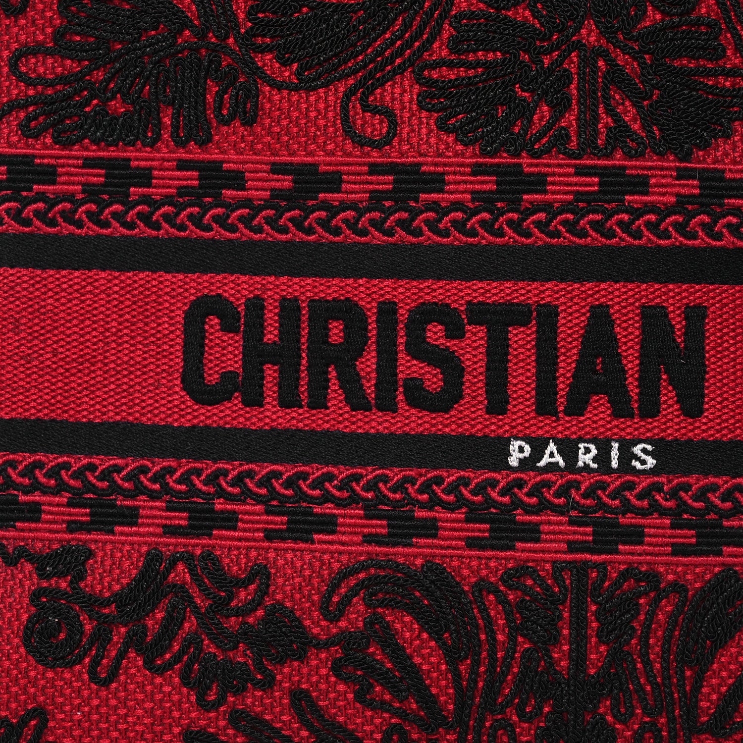 Christian Dior Canvas Embroidered Ornamental Cornely Medium Lady D-Lite Red Black 8 of 16