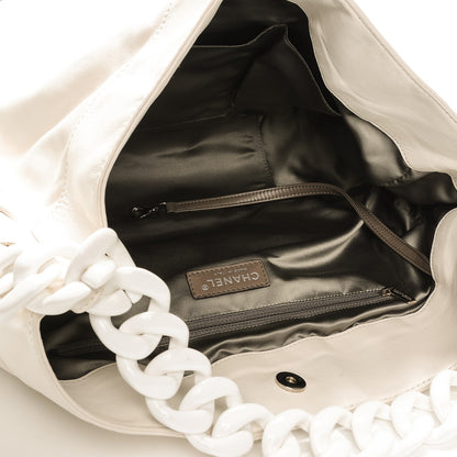 Chanel Calfskin Modern Chain Rhodoid Hobo White 5 of 7