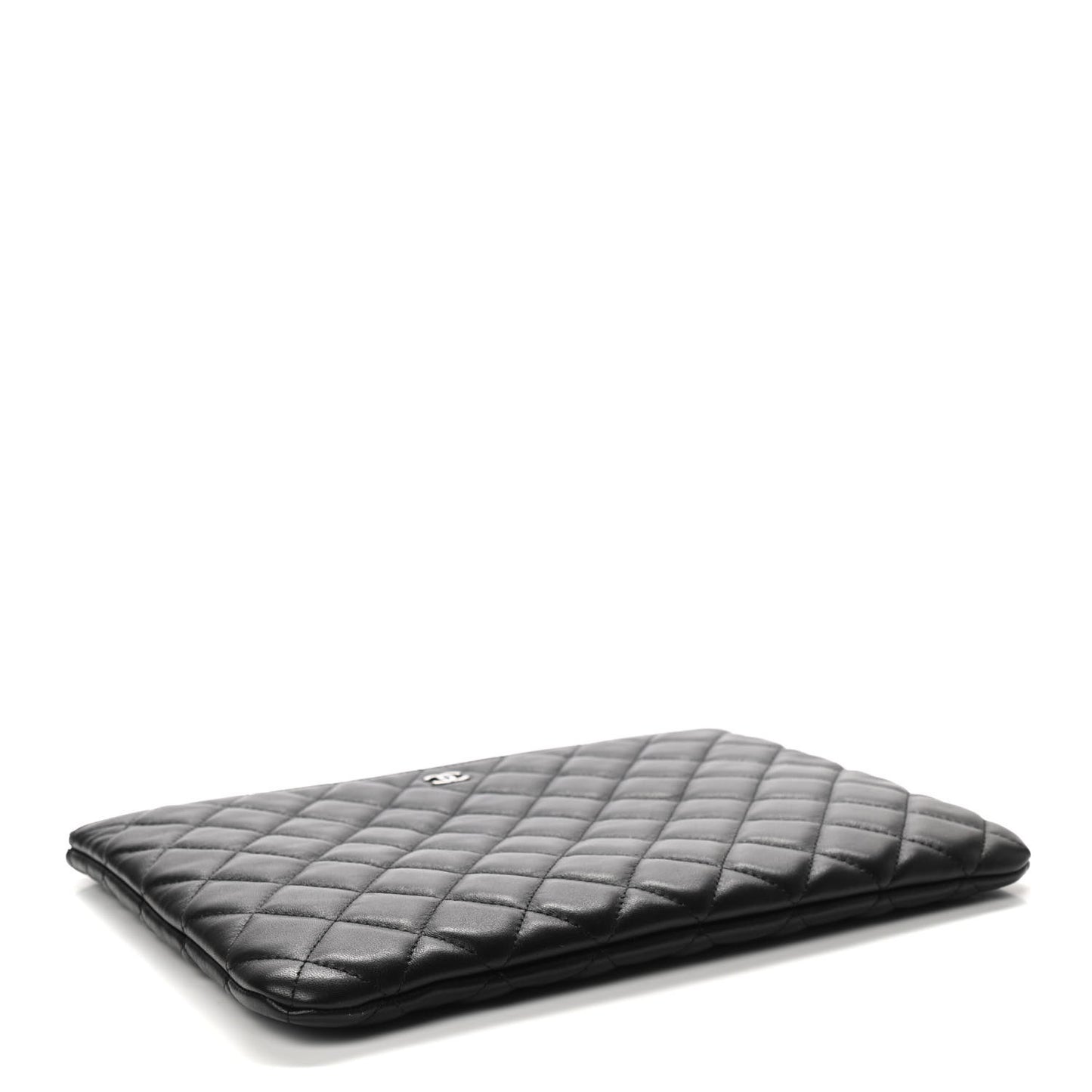Lambskin Quilted Large Cosmetic Case Black