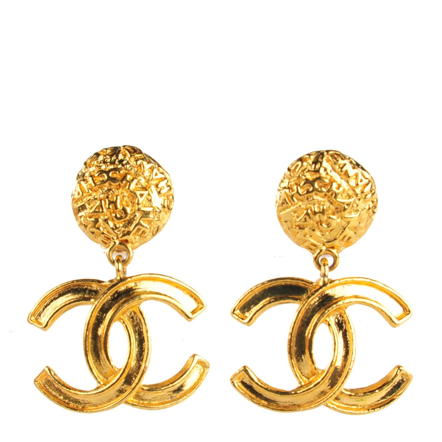 CC Clip On Drop Earrings Gold