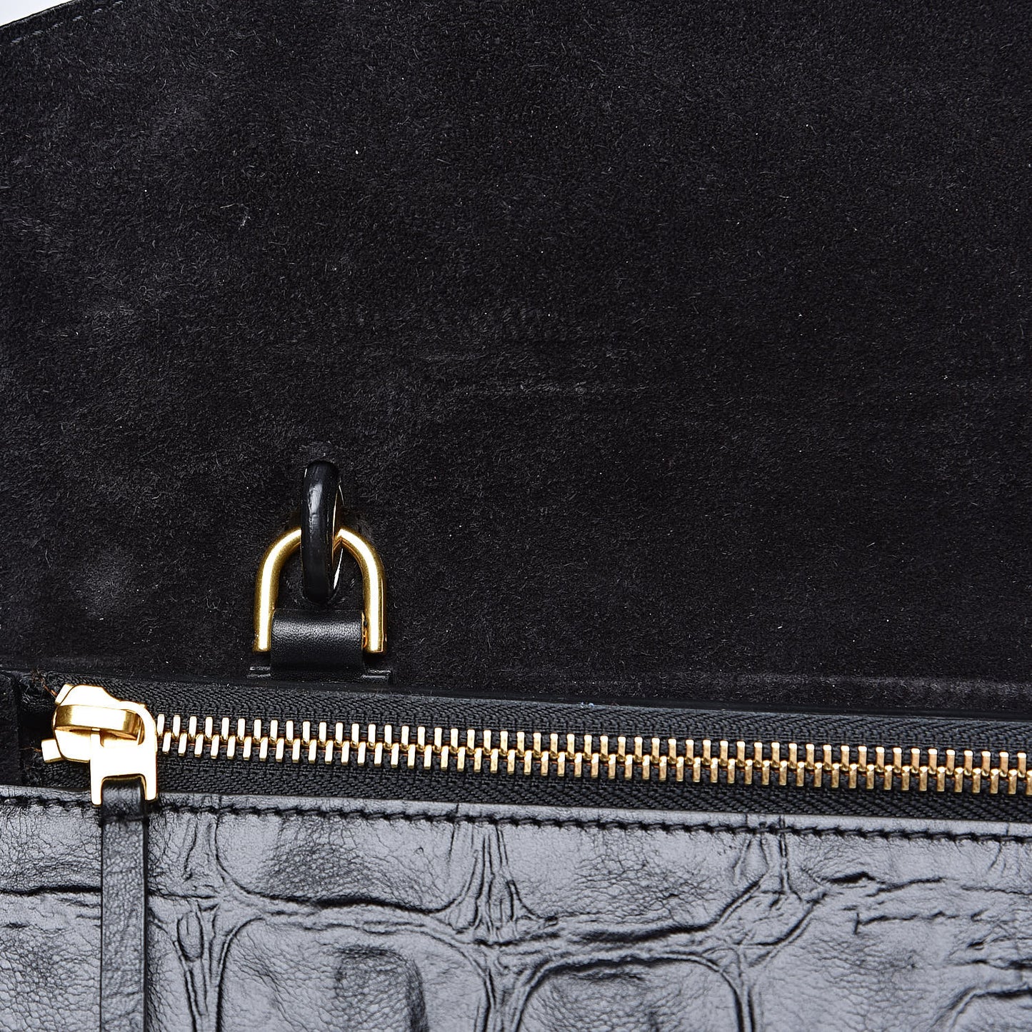 Calfskin Crocodile Embossed Small Belt Bag Black