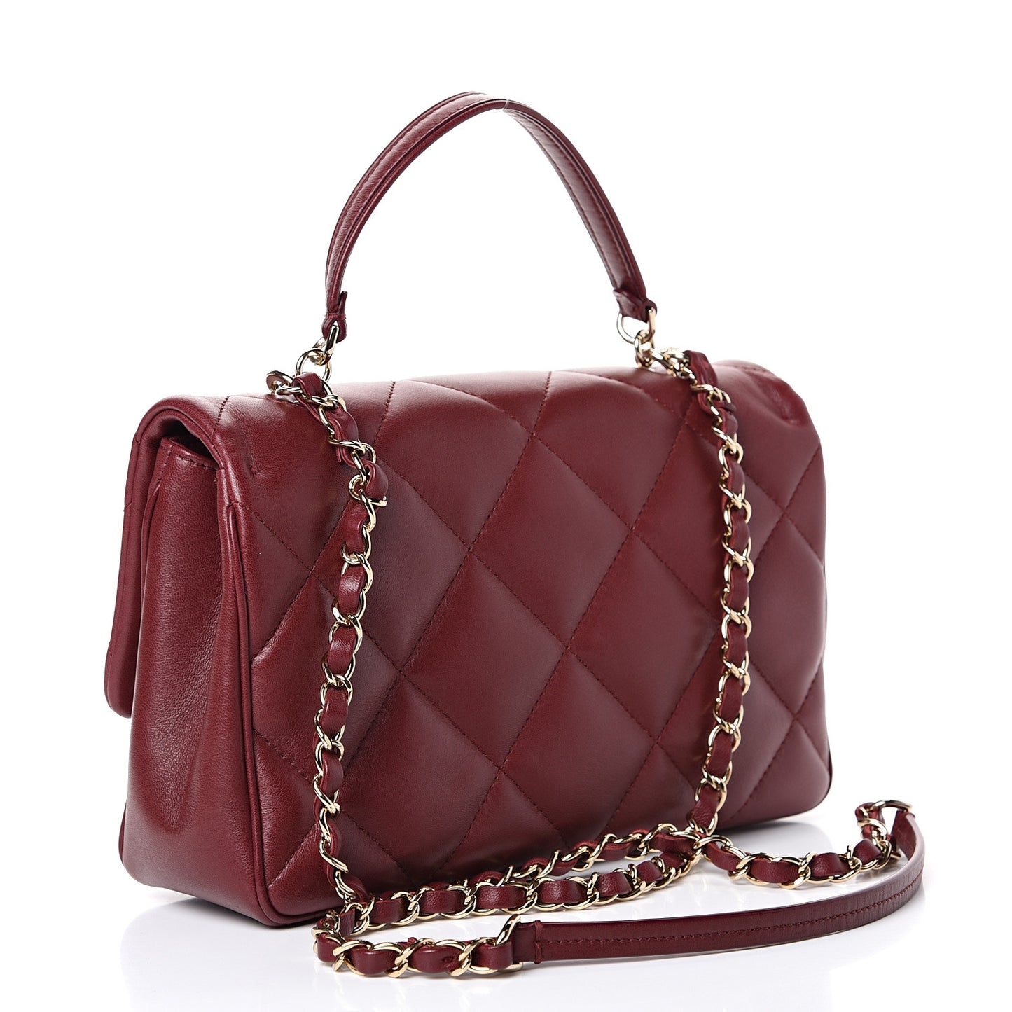 Lambskin Quilted Easy Carry Flap Burgundy