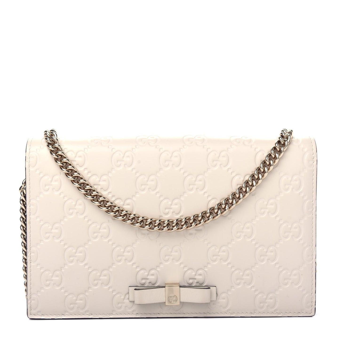 Guccissima Signature Bowy Chain Wallet Mystic White