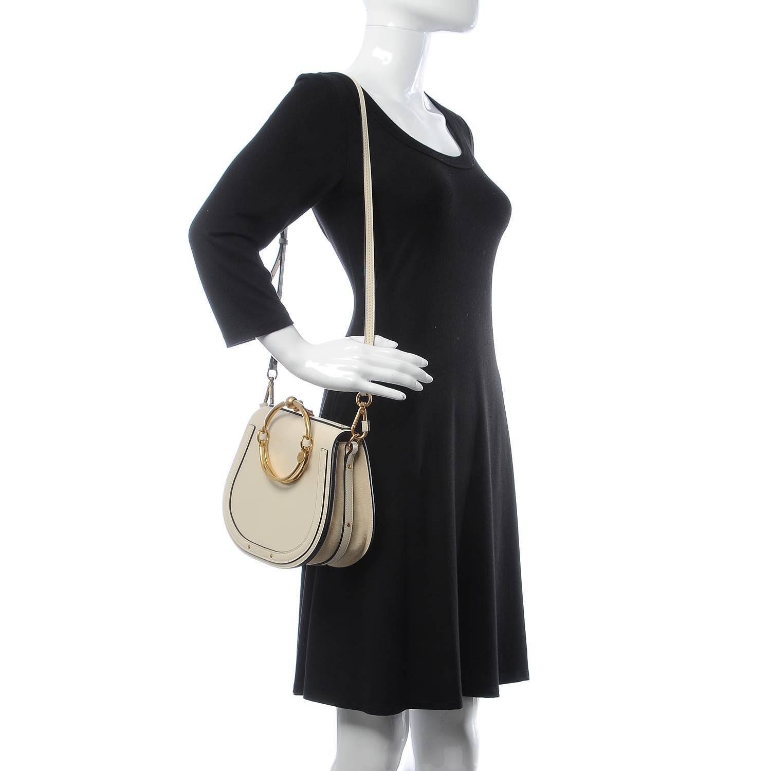 Chloe Calfskin Suede Medium Nile Bracelet Bag Off White 2 of 9