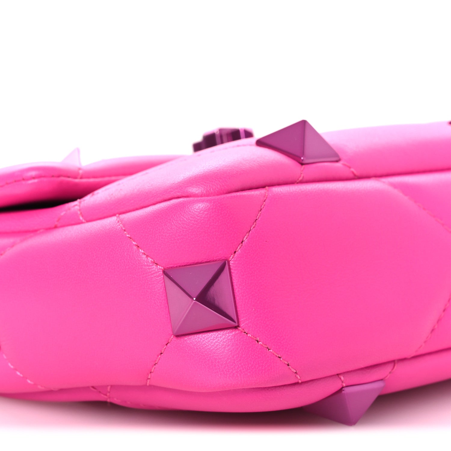 Valentino Garavani Nappa Lacquer Monochrome Small Roman Stud Shoulder Bag Pink PP 7 of 12