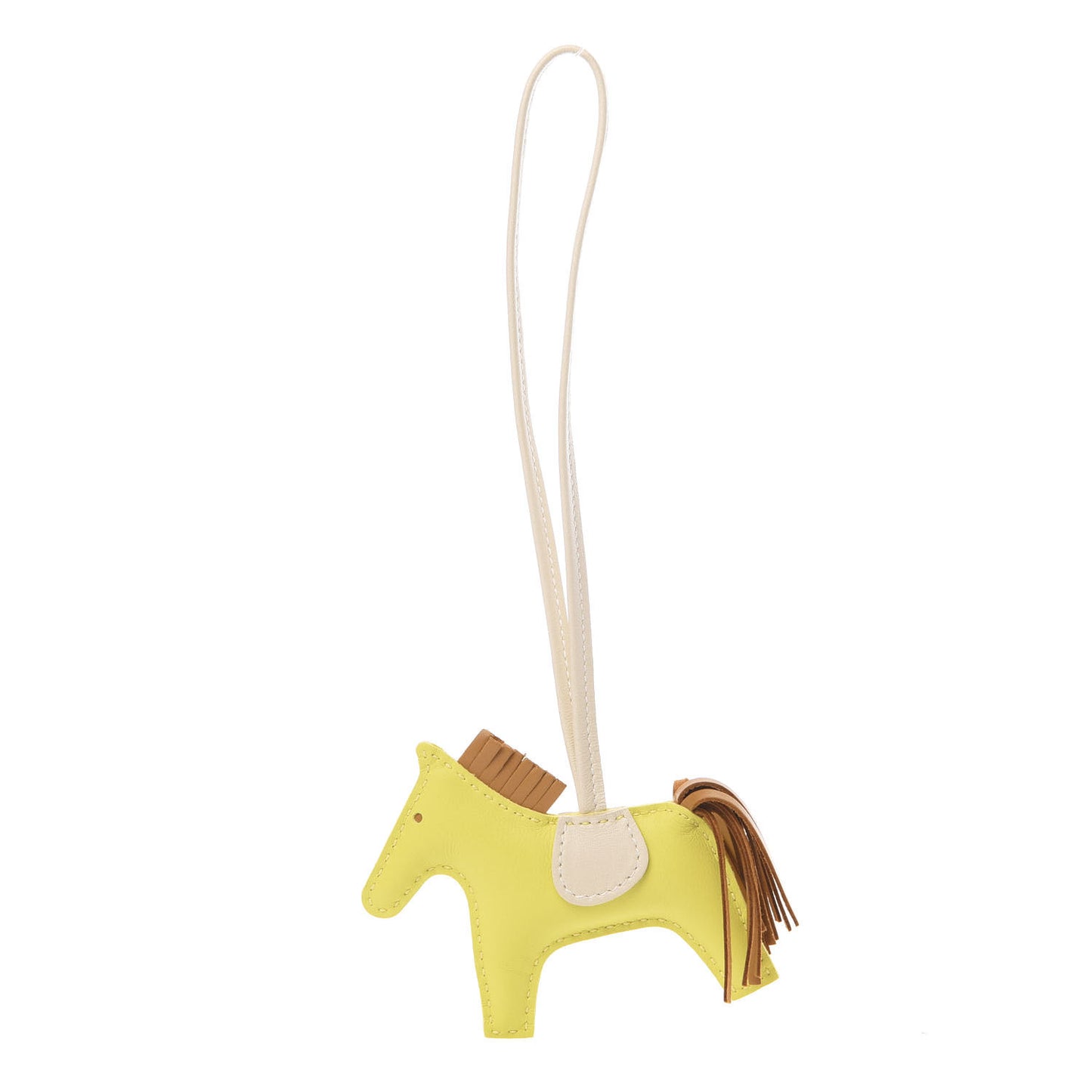 Milo Lambskin Grigri Rodeo Horse Bag Charm PM Lime Sesame Craie