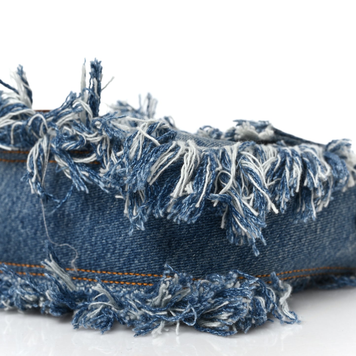 Denim Lavato Cuoio Frayed Baguette Denim Chiaro Cuoio