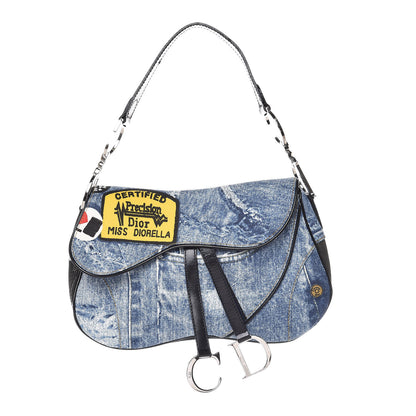 Christian Dior Denim Miss Diorella Double Saddle Bag Blue 1 of 7