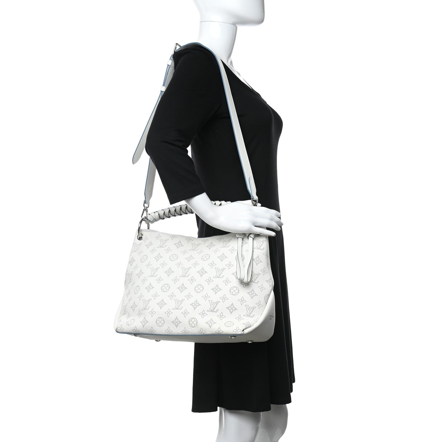 Louis Vuitton Mahina Beaubourg Hobo MM Snow Orage Blue 2 of 9