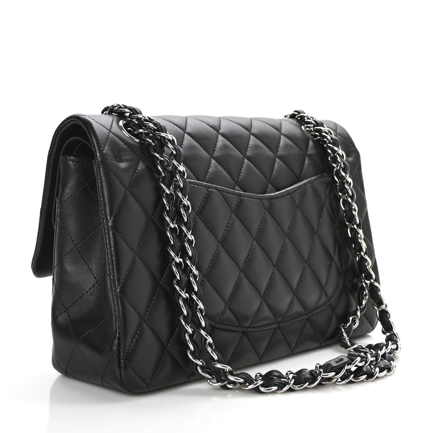 Lambskin Quilted Medium Double Flap Black