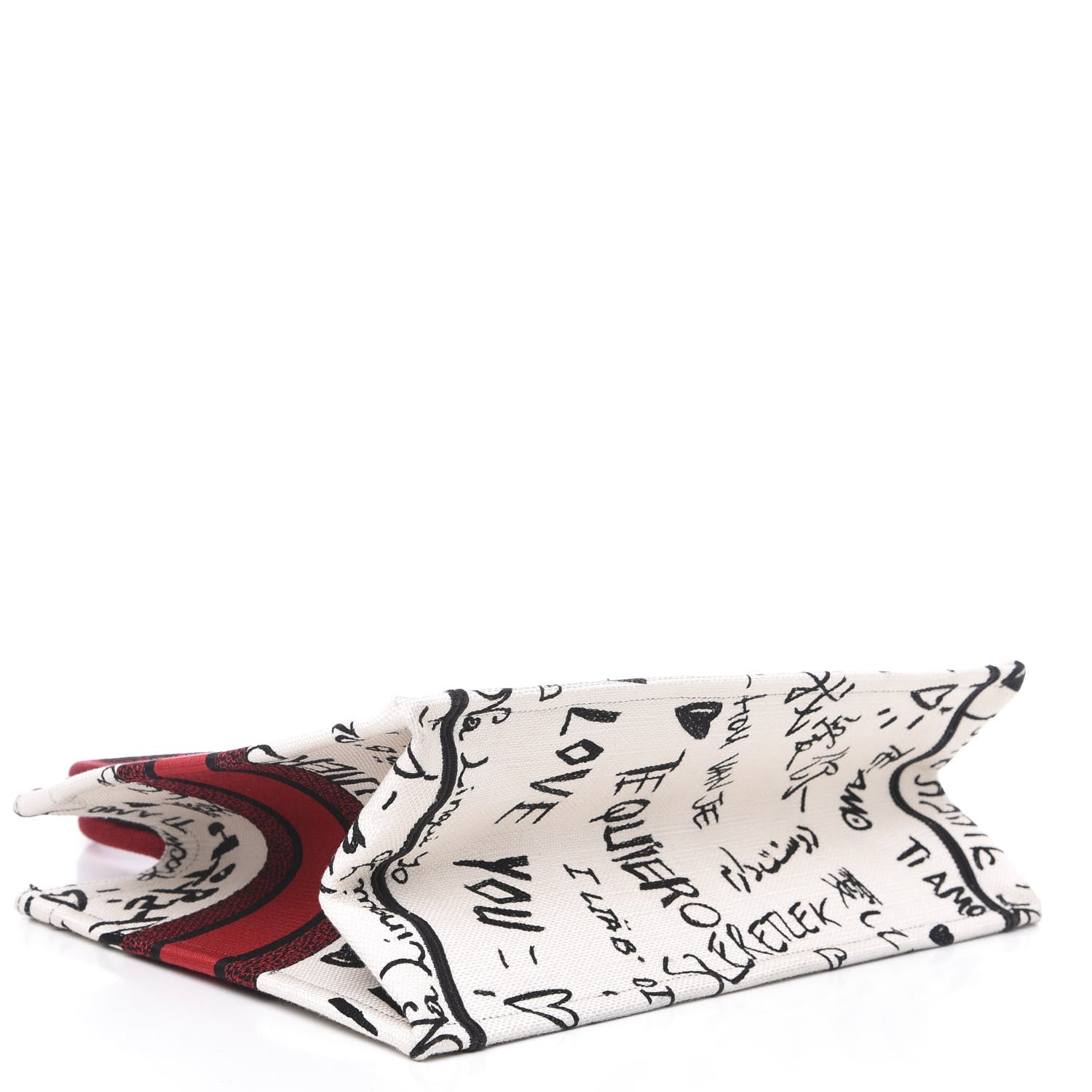 Christian Dior Canvas Embroidered Medium Dioramour Graffiti Book Tote Latte Multicolor 4 of 11
