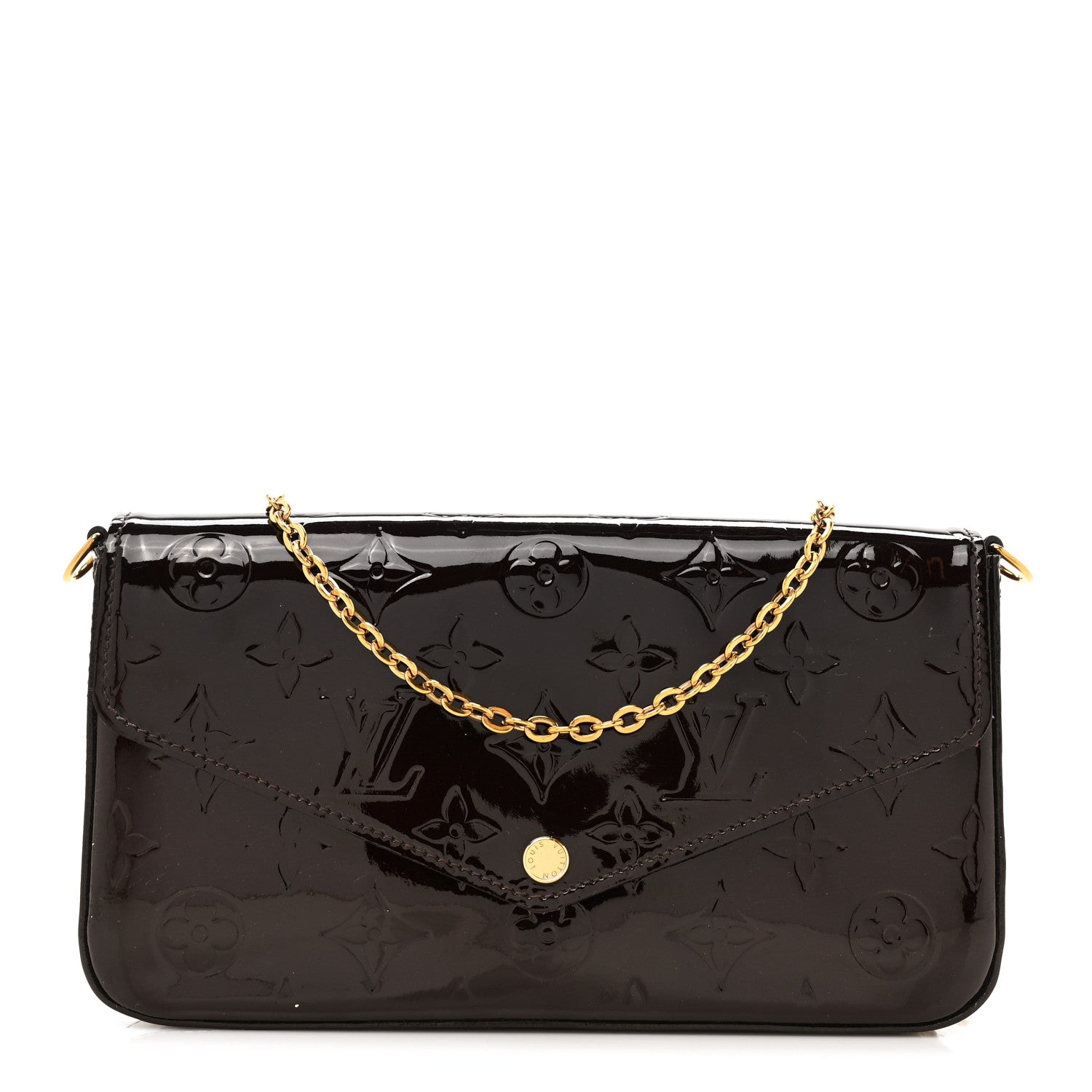 Louis Vuitton Vernis Pochette Felicie Chain Wallet Amarante 2 of 16