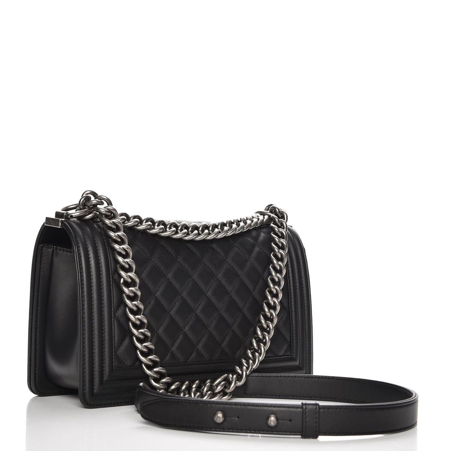 Calfskin Quilted Medium Boy Flap Black