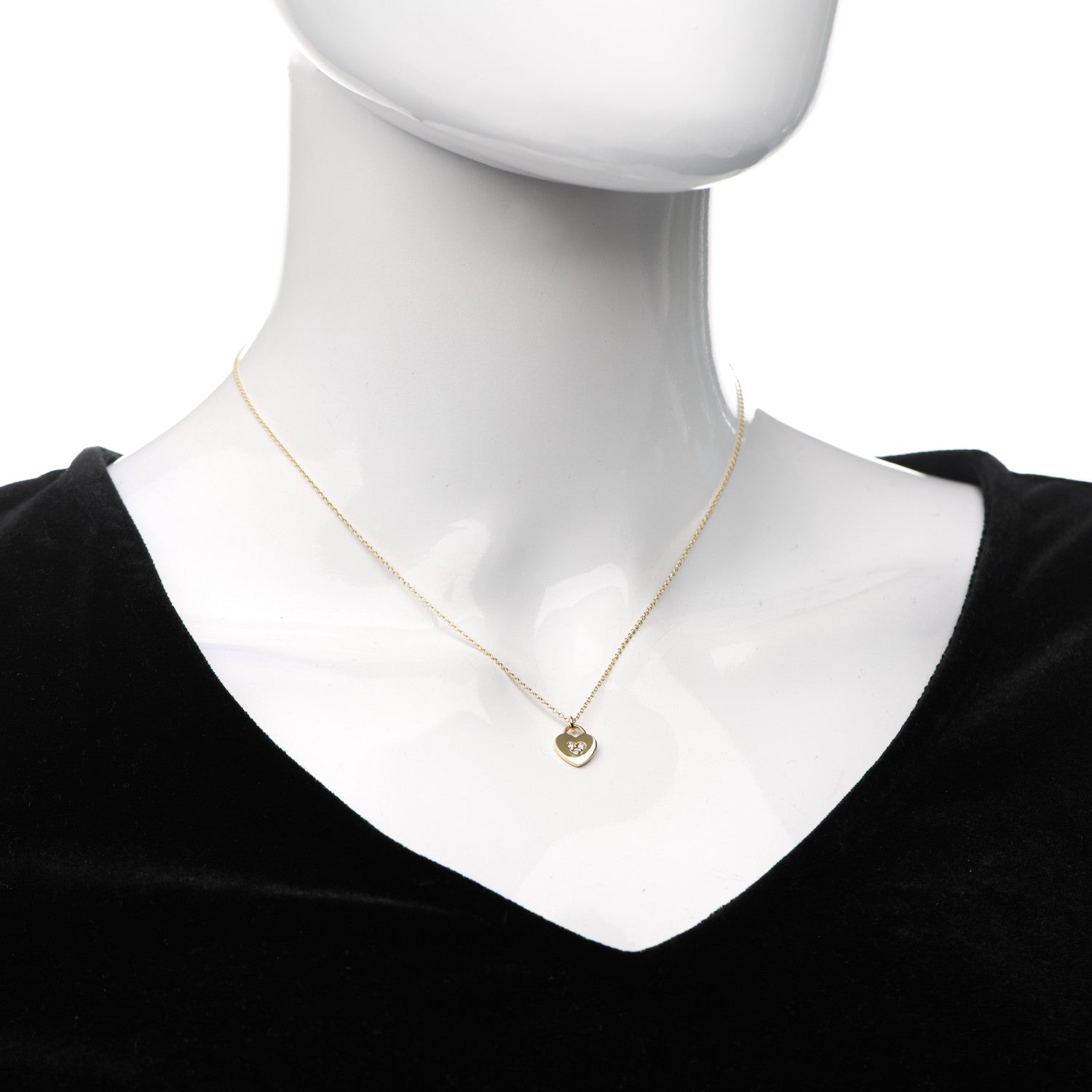 Tiffany 18K Yellow Gold Diamond Heart Locket Pendant Necklace 2 of 7