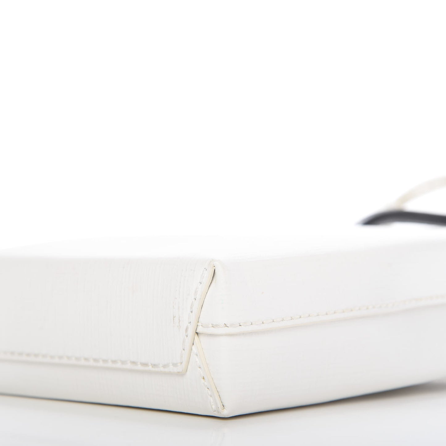 Squared Calfskin Logo Shopping Phone Holder Bag White Light Green