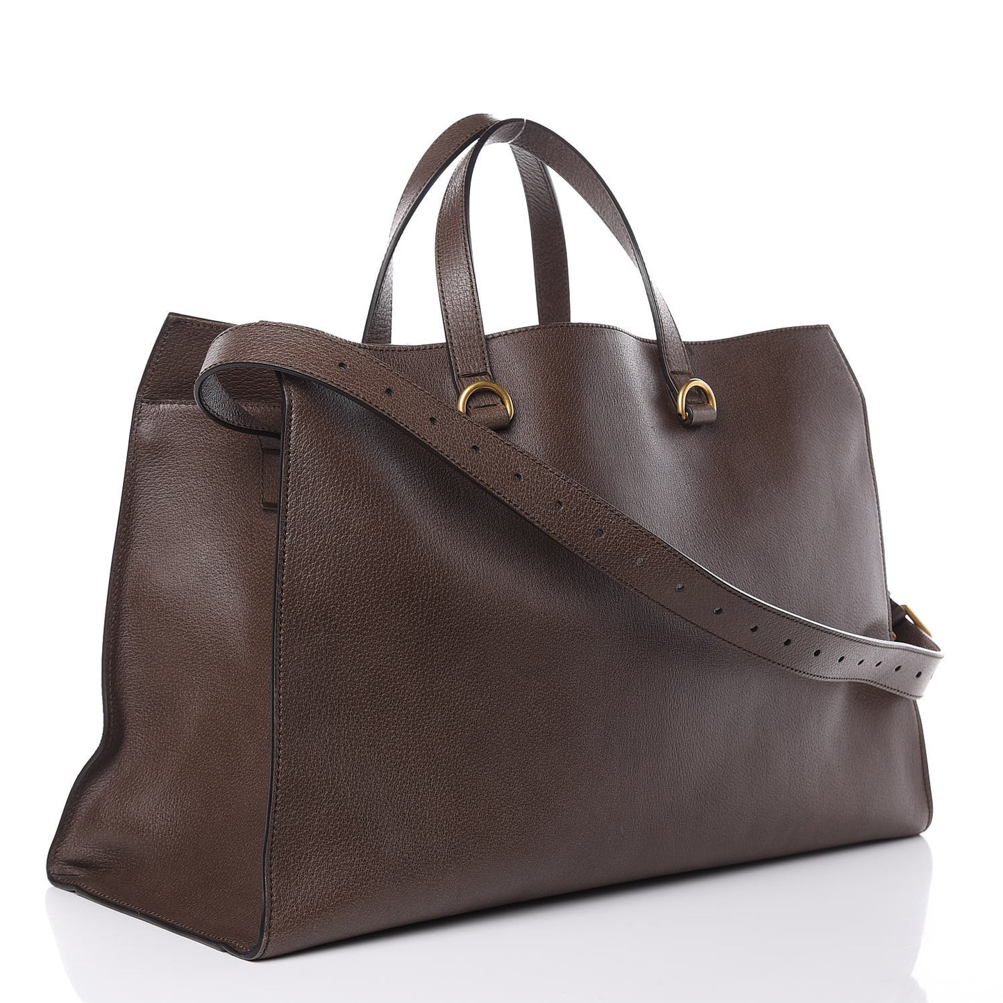 Calfskin Web Large Top Handle Bag Brown