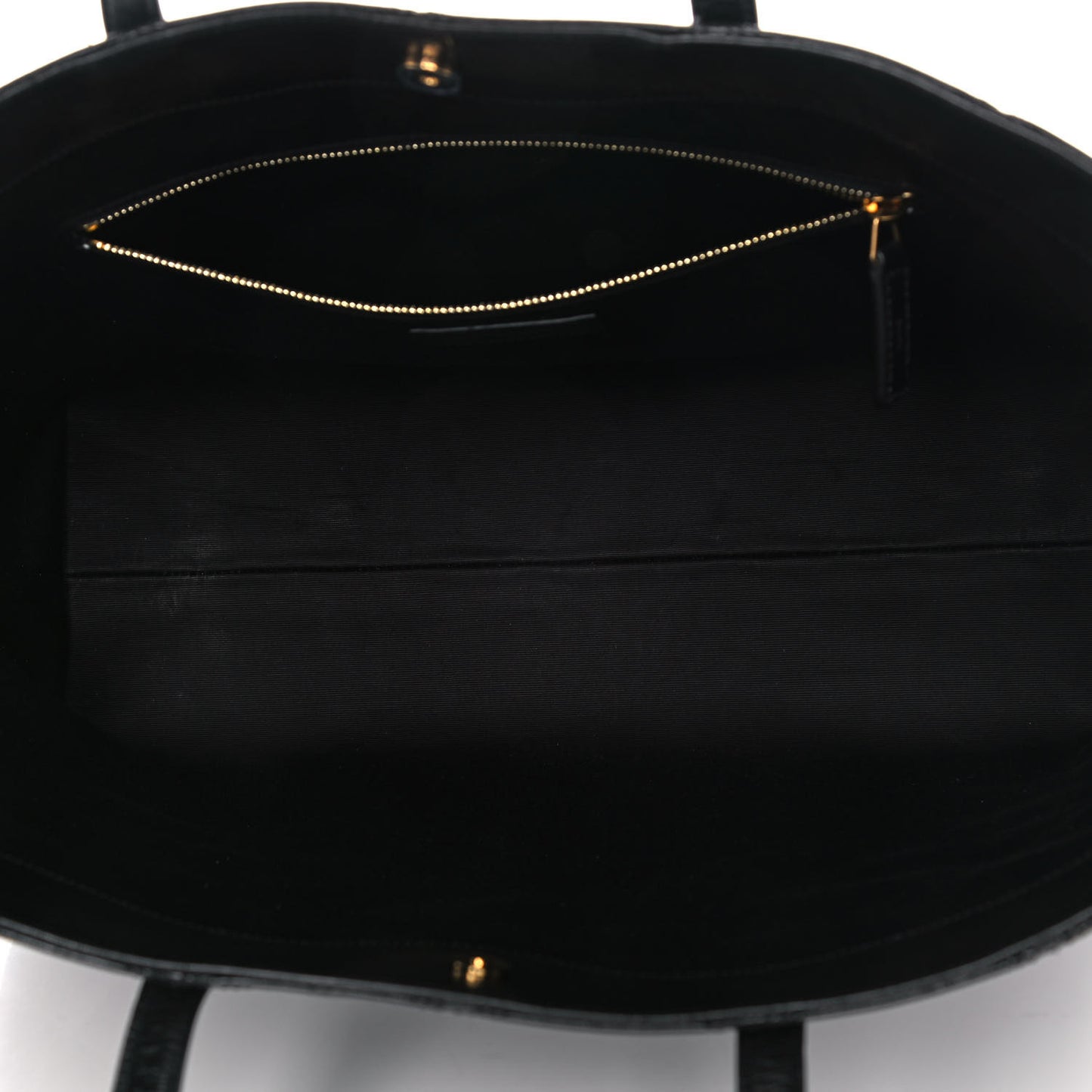 Crinkled Calfskin Quilted East West Shopping Tote Black