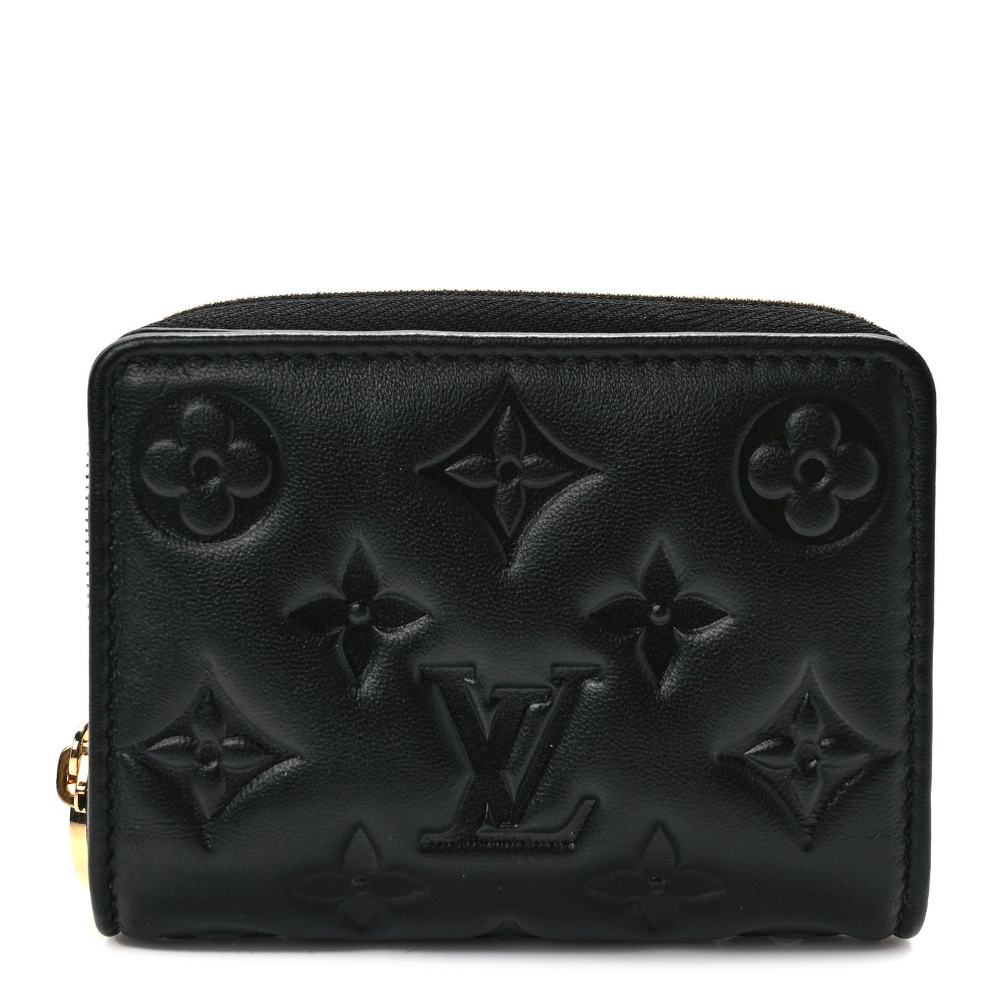 Lambskin Embossed Monogram Lou Coussin Wallet Black