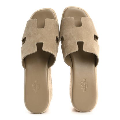Hermes Suede Goatskin Cork Eze 30 Sandals 39 Beige Argile 2 of 11