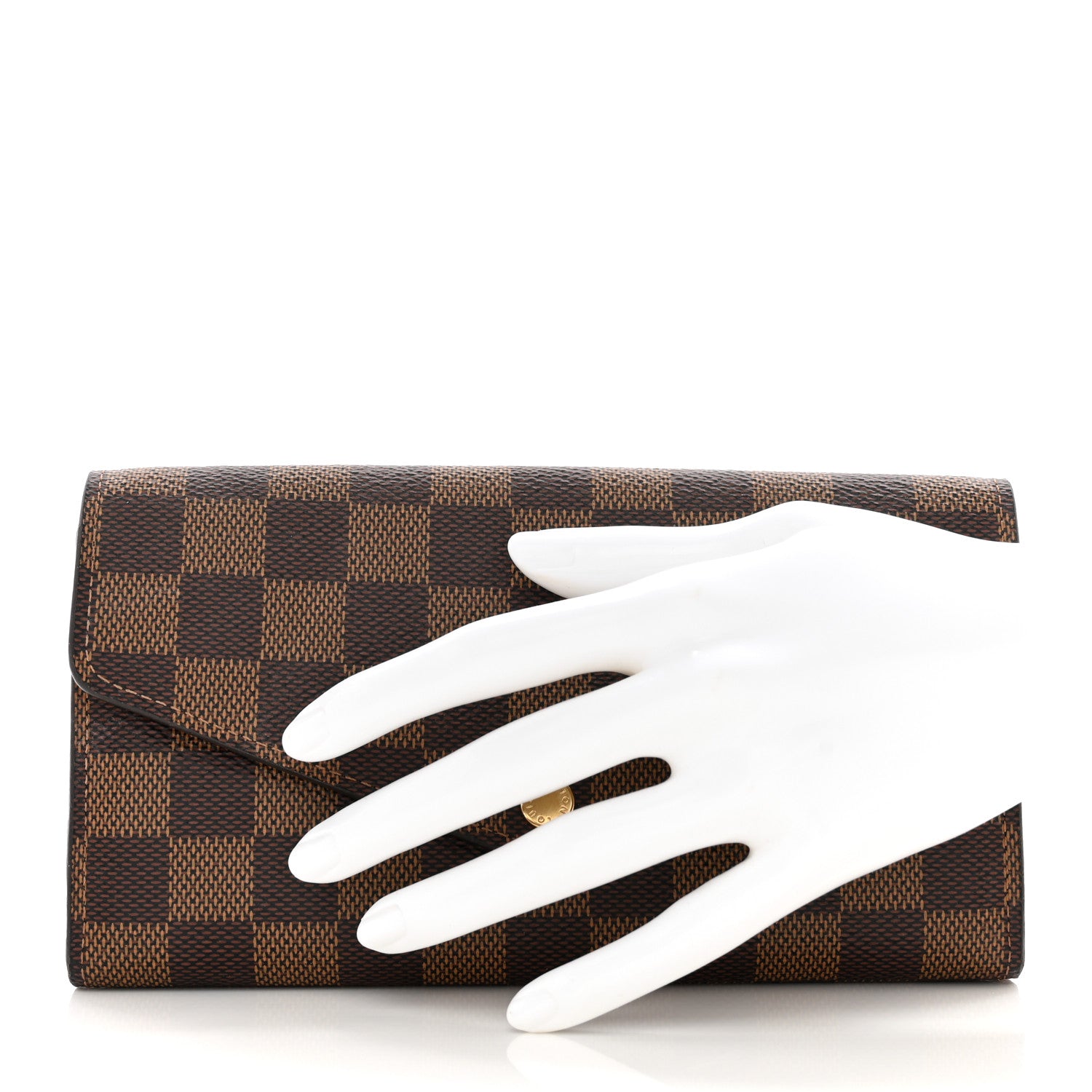 Louis Vuitton Damier Ebene Sarah Wallet NM Rose Ballerine 2 of 10