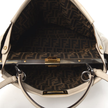 Fendi Goatskin Zucca Large Peekaboo Iconic Satchel Latte Tobacco Moro 6 of 9