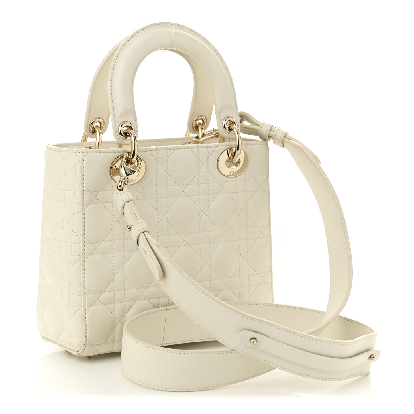 Lambskin Cannage Small Lady Dior White