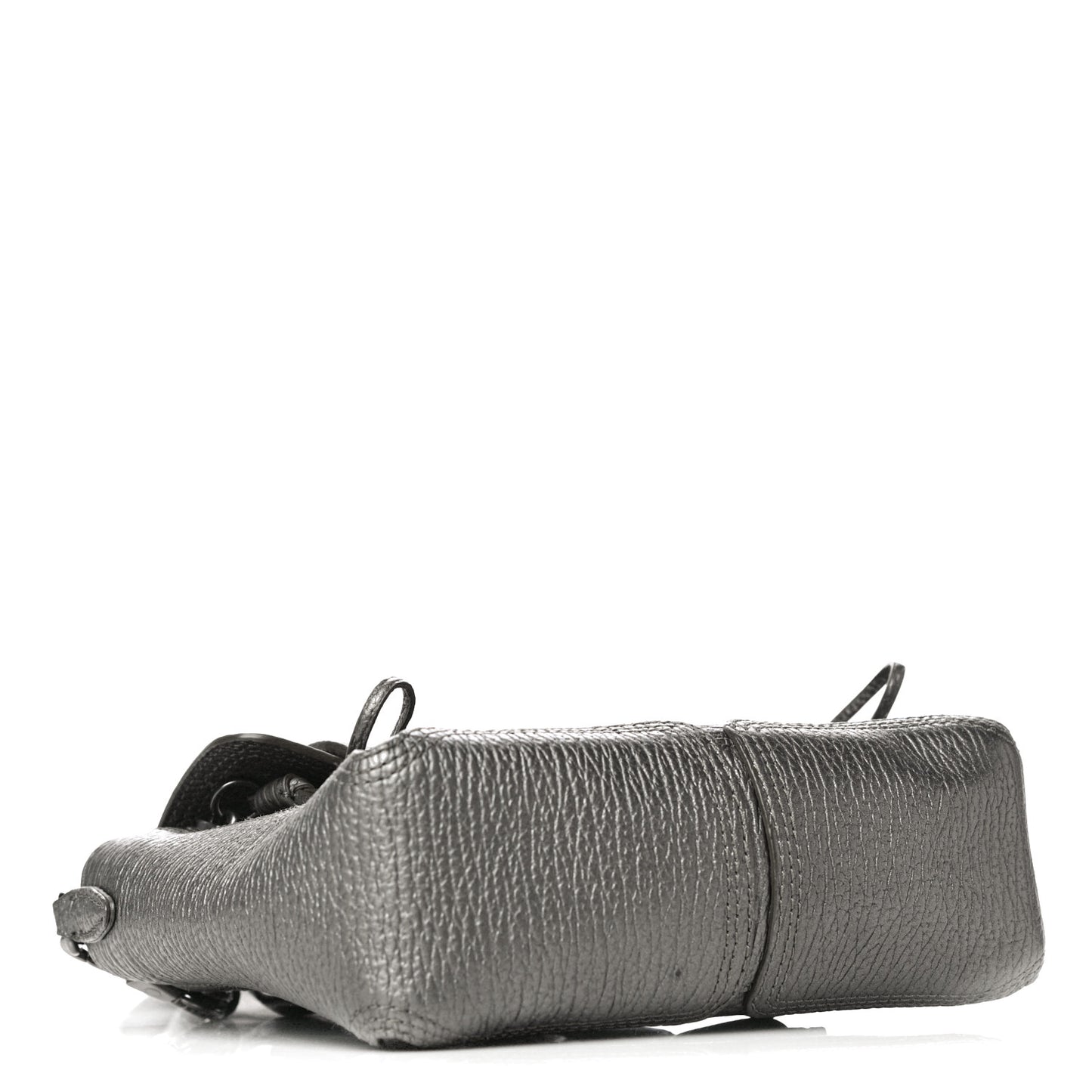 Metallic Textured Calfskin Mini Pashli Satchel Silver