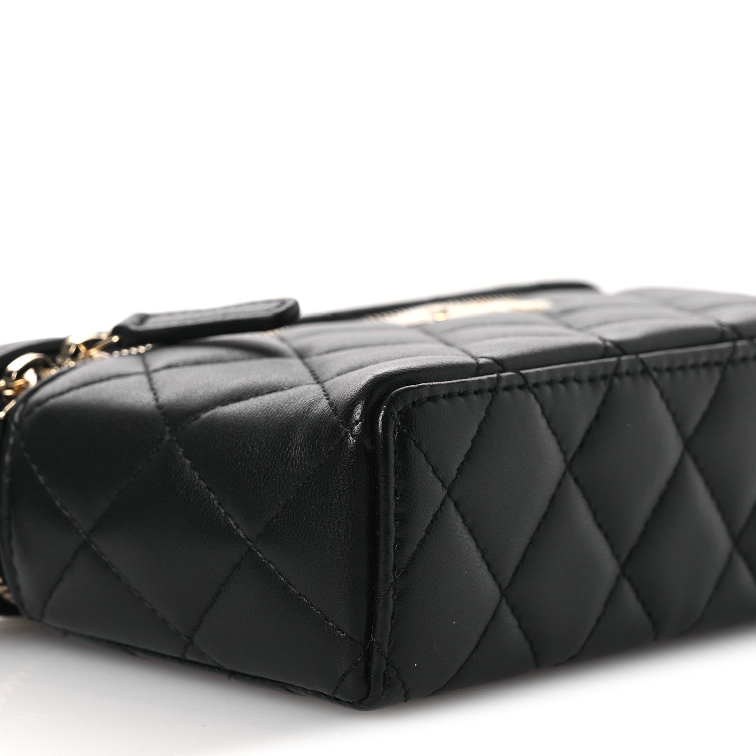 Chanel Lambskin Quilted Crystal CC Top Handle Slim Vanity Case With Chain Black 9 of 12