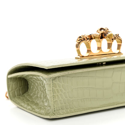 Alexander McQueen Shiny Crocodile Embossed Jeweled Satchel Sage 8 of 10