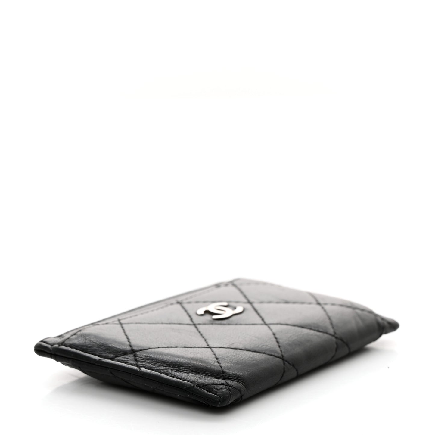 Lambskin Quilted Card Holder Black