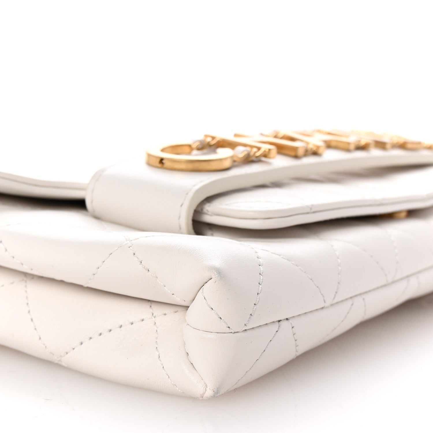 Chanel Calfskin Quilted Enchained Clutch White 9 of 10