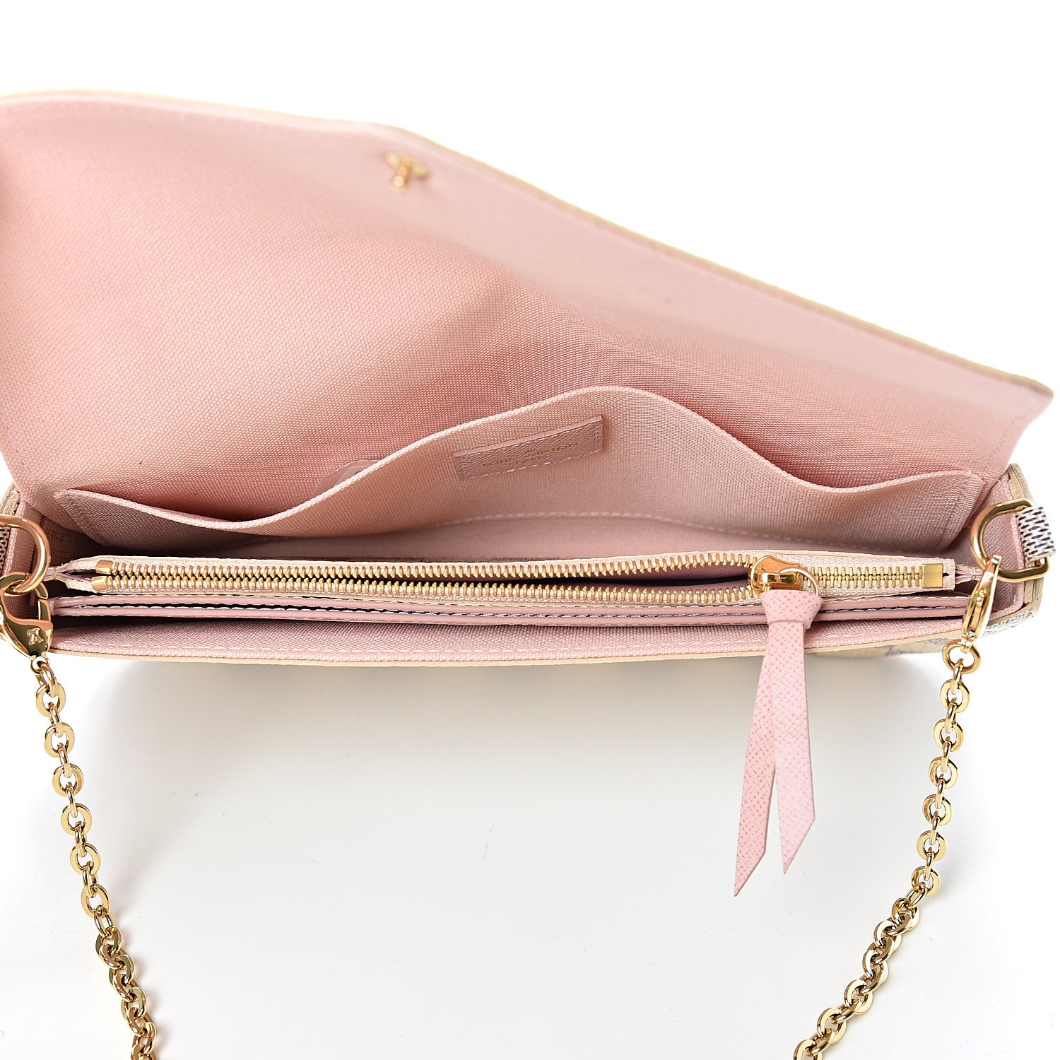 Louis Vuitton Damier Azur Pochette Felicie Chain Wallet Rose Ballerine 5 of 13