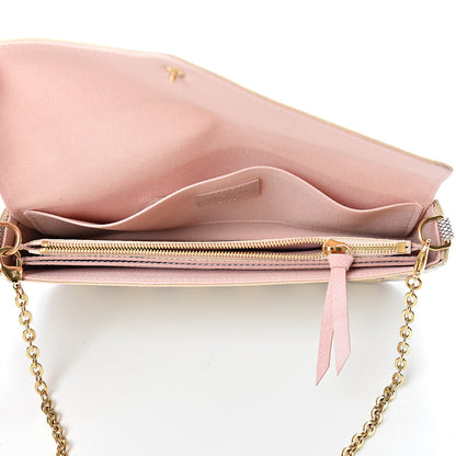 Louis Vuitton Damier Azur Pochette Felicie Chain Wallet Rose Ballerine 5 of 13