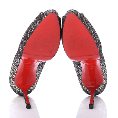 Christian Louboutin Glitter Palace SP Oxyde Fetish Peep 130 Pumps 40 Platine Silver 7 of 7
