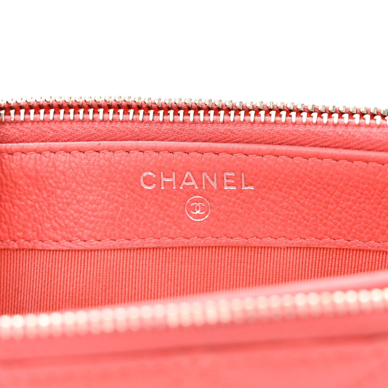 Chanel Caviar Quilted CC Box Clutch With Chain Coral 8 of 15