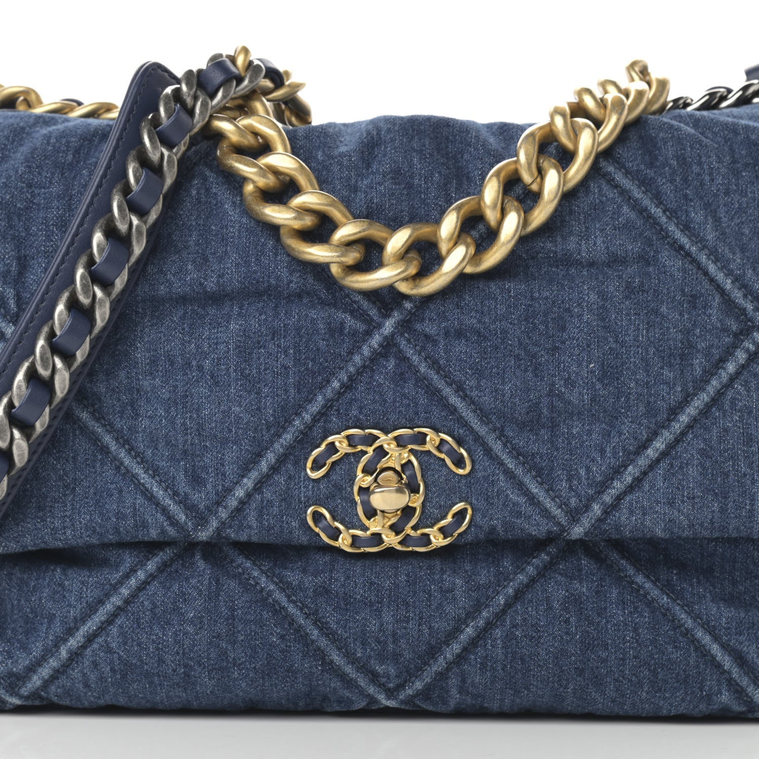 Chanel Denim Quilted Large Chanel 19 Flap Blue 8 of 11
