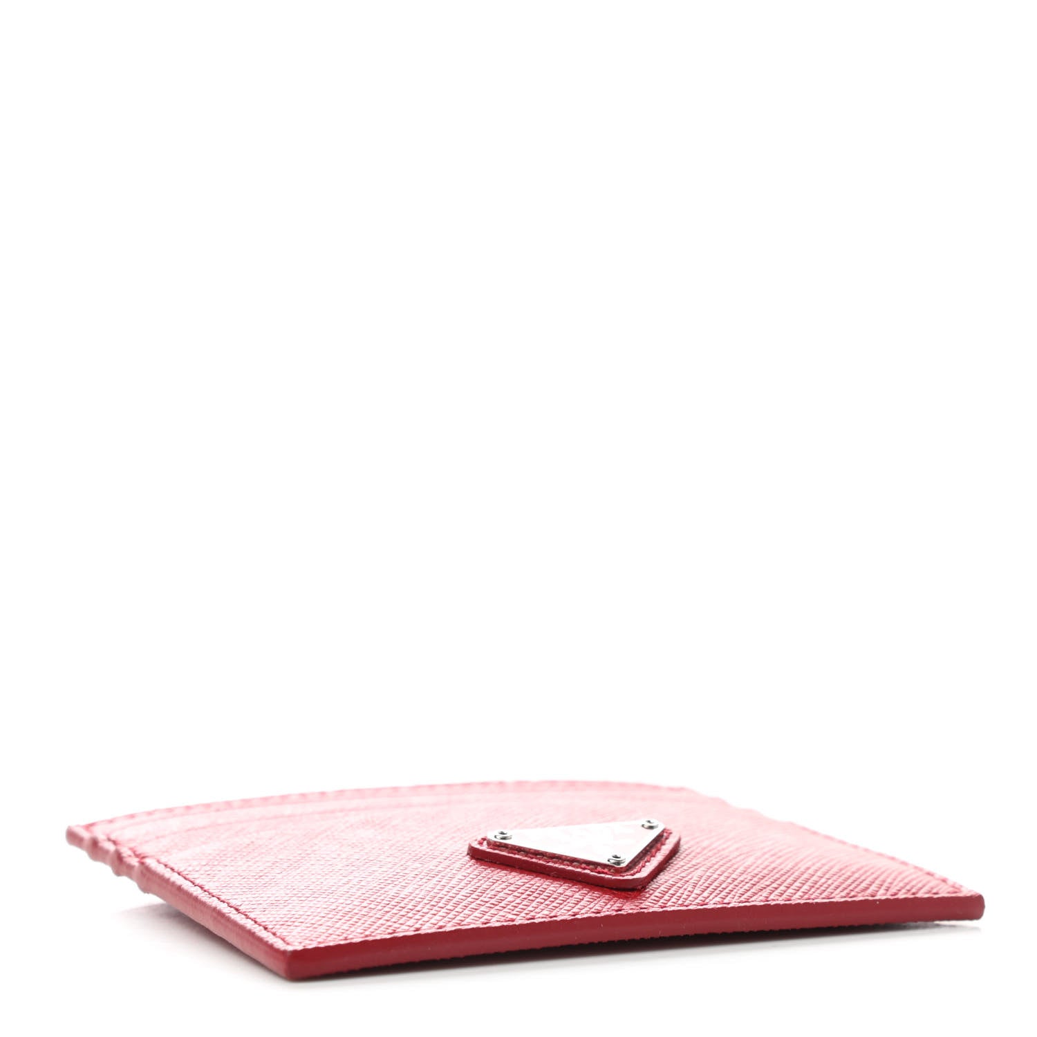 Prada Saffiano Triangle Card Holder Red 3 of 8