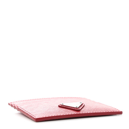 Prada Saffiano Triangle Card Holder Red 3 of 8