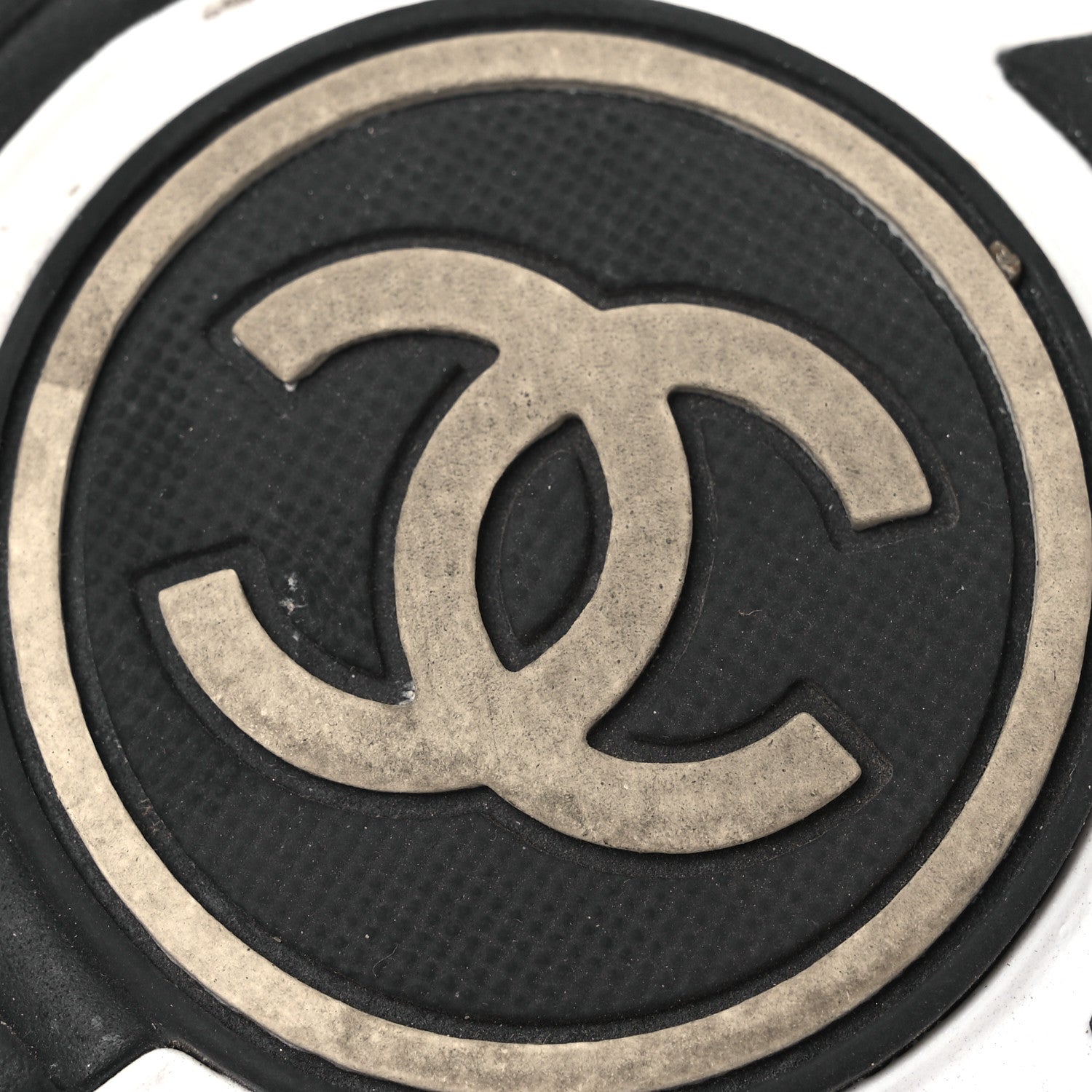 Chanel Mesh Suede Calfskin Grained Calfskin Womens CC Sneakers 37 White Black 10 of 13