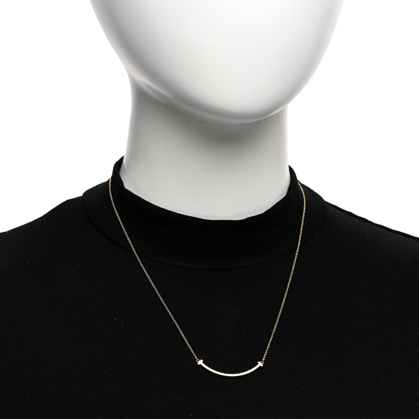 18K Yellow Gold Small T Smile Pendant Necklace